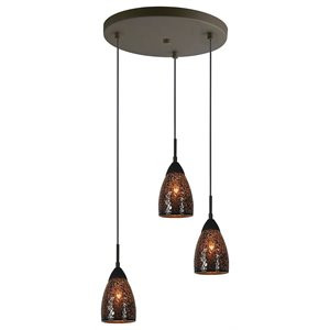 Woodbridge Lighting Venezia 3-Light Glass Cluster Pendant in Bronze/Mirror | Cymax