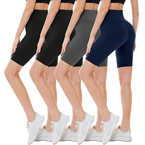 CAMPSNAIL 4 Pack Biker Shorts Women – 8" High Waist Tummy Control Workout Gym Yoga Running Compression Shorts with Pockets | Amazon (US)