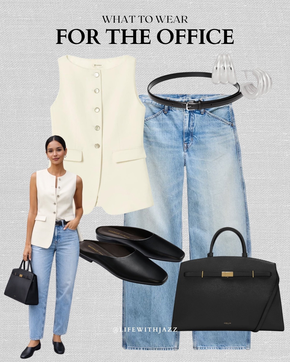 What to wear to the office in spring 

Spring style / workwear / smart casual / vest / jeans / mules / Demellier tote bag

#LTKootd #LTKWorkwear