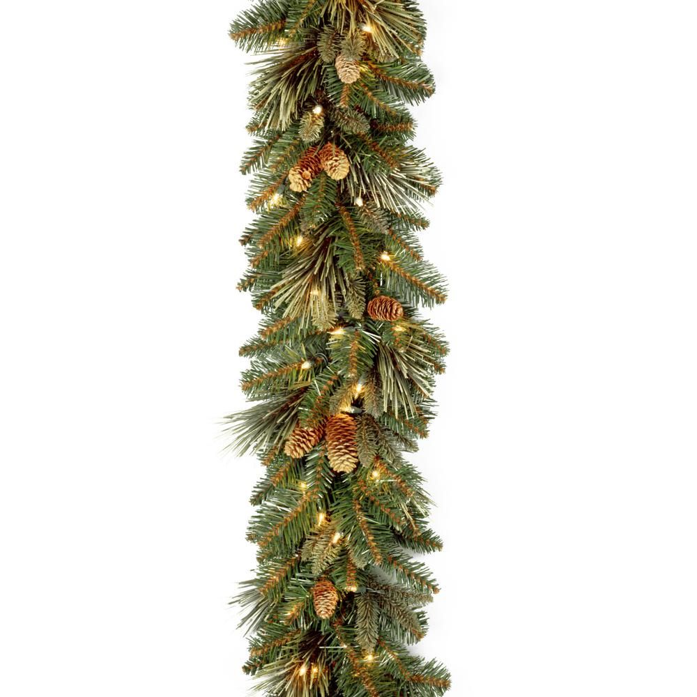 National Tree Company Carolina Pine 9 ft. Garland with Clear Lights | The Home Depot