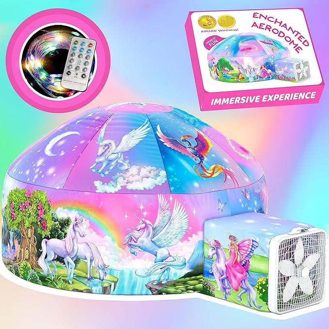 W&O Enchanted Aerodome with LED Lights - Inflatable Princess Castle for Kids Aged 3-12, Inflates ... | Amazon (US)