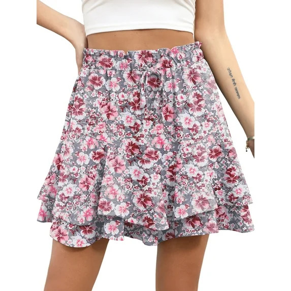 Cueply Flowy Shorts for Women Mini Tennis Skirt Ruffle Tiered Skorts Running Workout Sports Short... | Walmart (US)