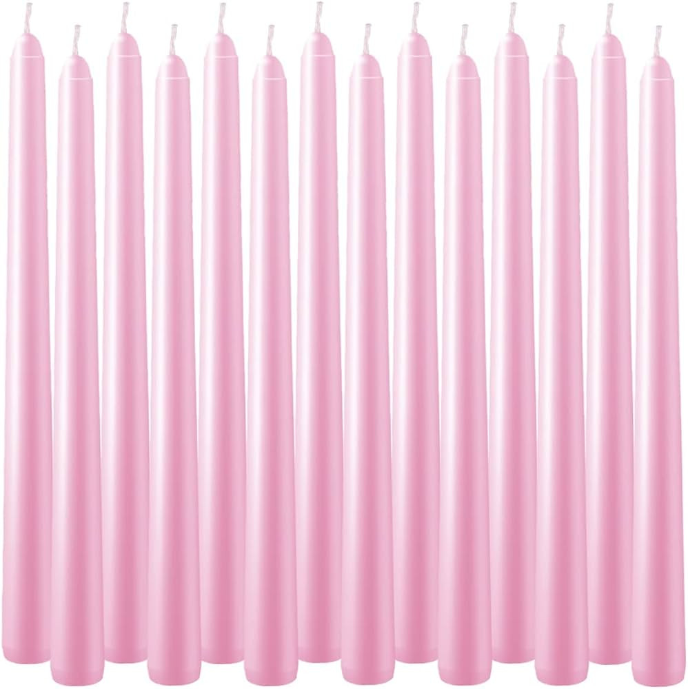 Set of 14 Pink Unscented Dripless Taper Candles- Clean Burning Smokeless Dinner Candles for Weddi... | Amazon (US)