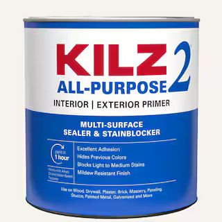 KILZ 2 ALL PURPOSE 1 qt. White Interior/Exterior Multi-Surface Primer, Sealer, and Stain Blocker ... | The Home Depot