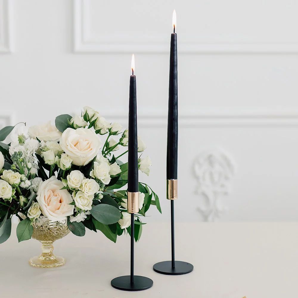 Modern Tiered Taper Candle Holders - Black & Gold - Set Of 2 | Walmart (US)