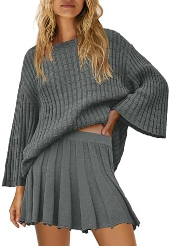 SENSERISE Fall Sweater Sets Skirt Sets Women 2 Piece Outfits Long Sleeve Top and Skirts Set Loung... | Amazon (US)