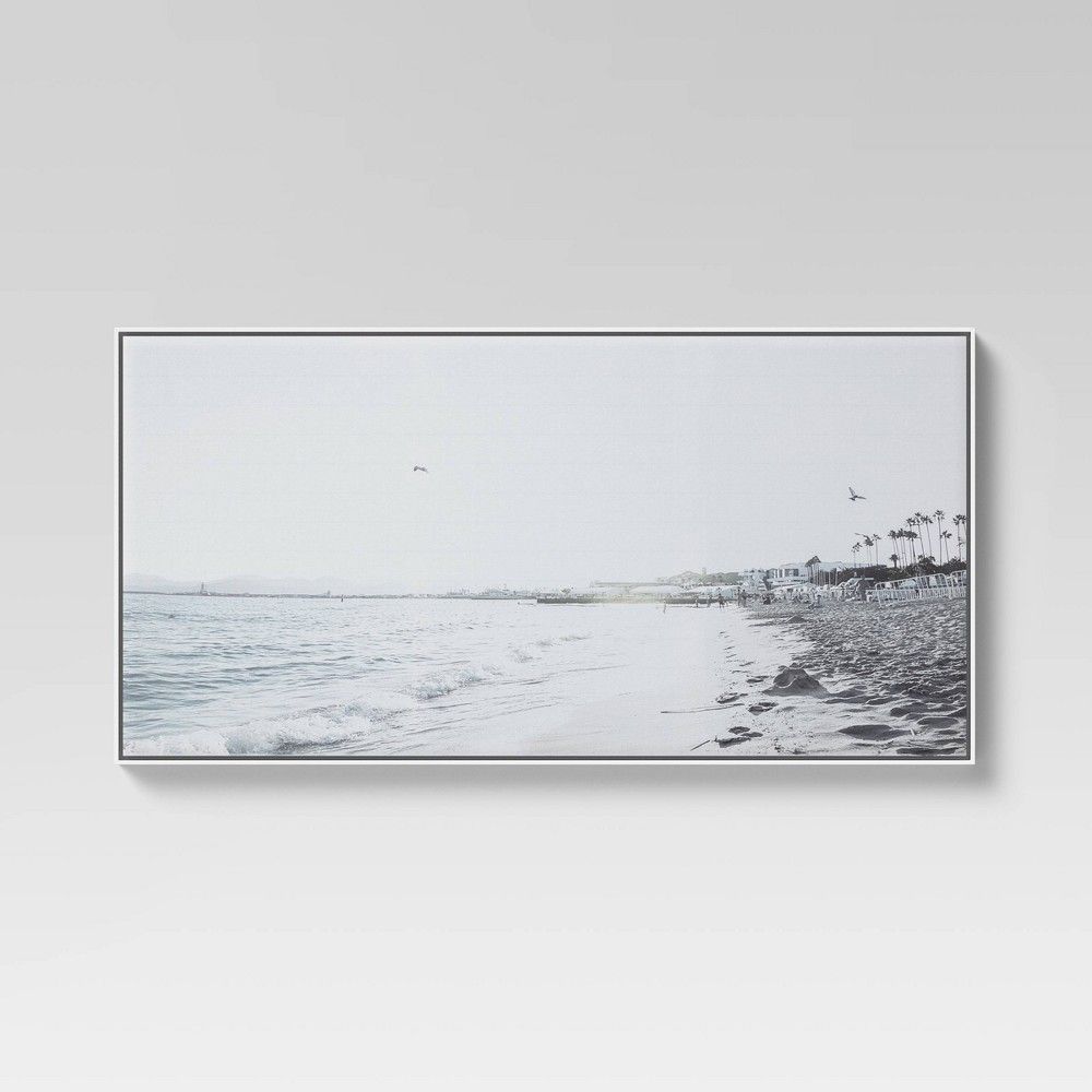24"" x 47"" Beach Scene Framed Canvas - Threshold | Target