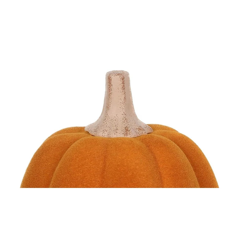 Fall Harvest Orange Flocked Pumpkin Decor, Set of 2, 12.99 in, by Way To Celebrate - Walmart.com | Walmart (US)