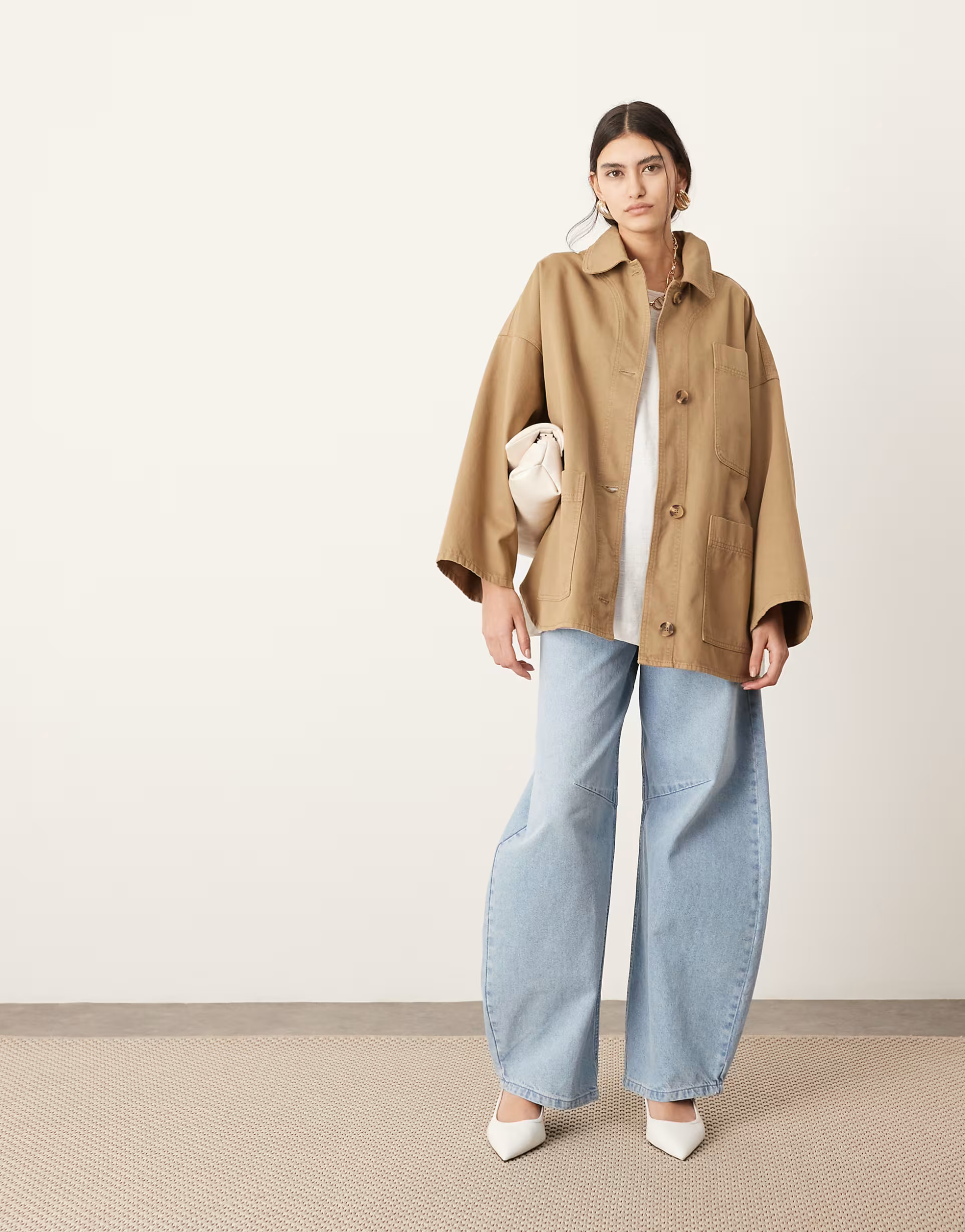 ASOS EDITION oversized mansy shacket in stone | ASOS | ASOS (Global)