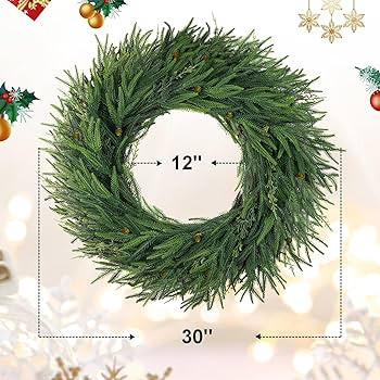 30" Norfolk Pine Wreath for Front Door,Christmas Spring Summer Wreath Greenery aound Year, DIY La... | Amazon (US)