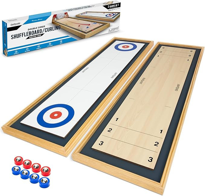 GoSports Shuffleboard and Curling 2 in 1 Tabletop Board Game | Amazon (US)