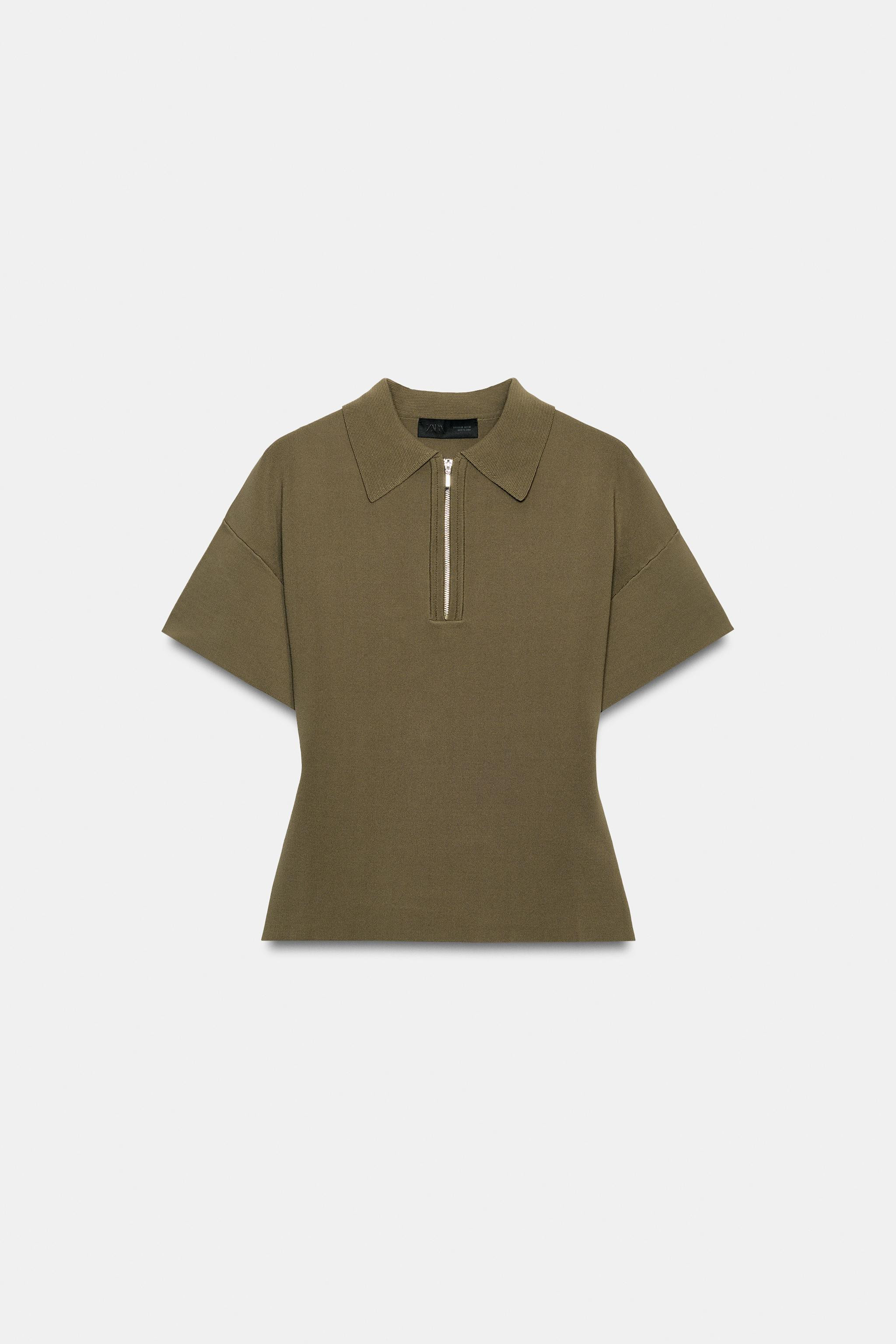 SHORT SLEEVE KNIT ZIP-UP POLO SHIRT | Zara US