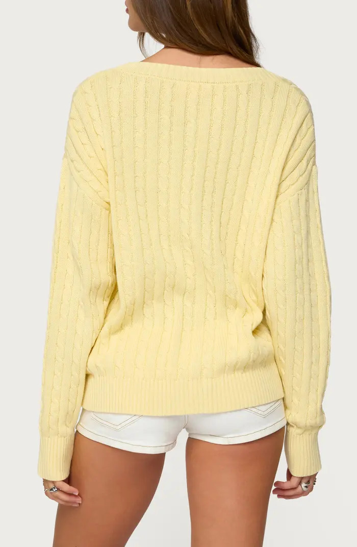 EDIKTED Francine Oversize Cable Cotton Cardigan | Nordstrom | Nordstrom