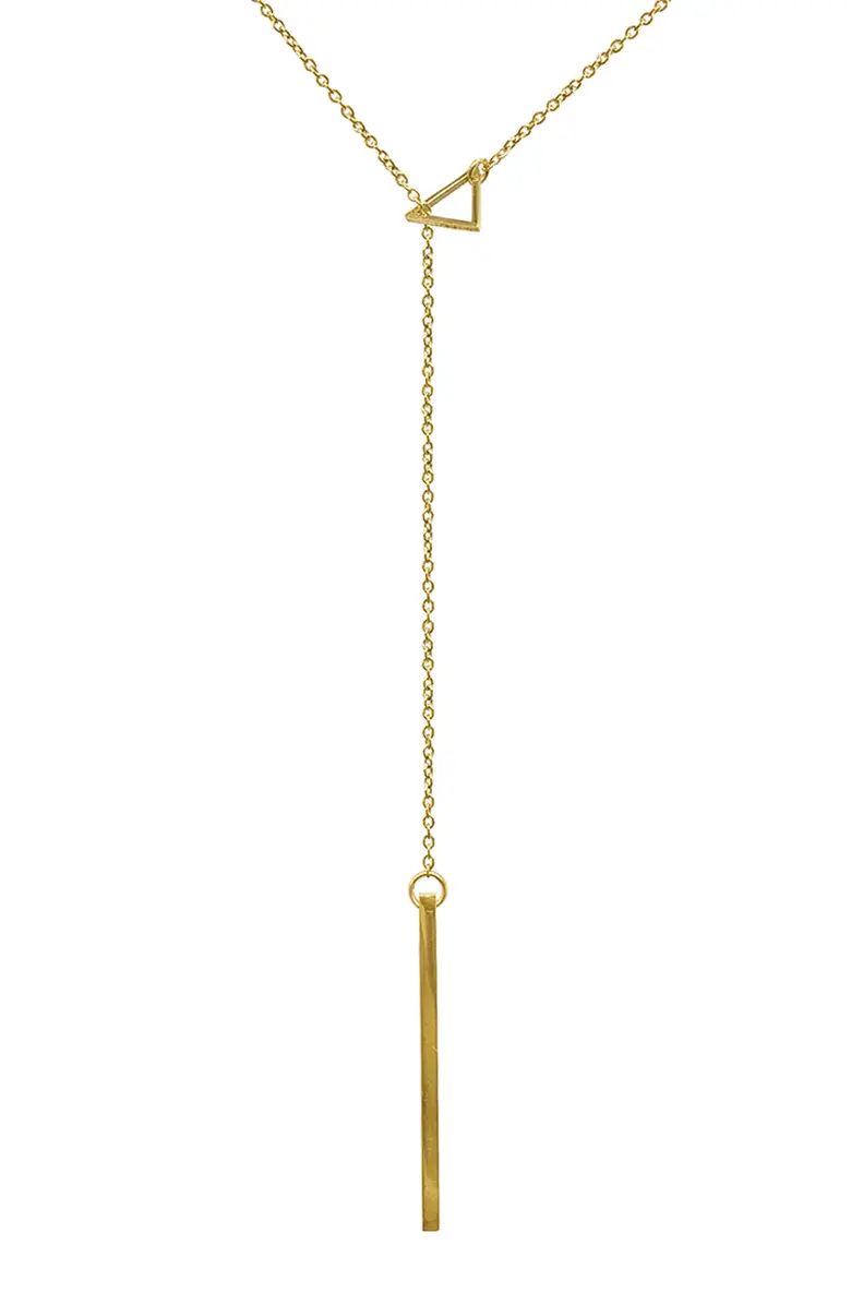 14K Yellow Gold Vermeil Brass Triangle Lariat Necklace | Nordstrom Rack