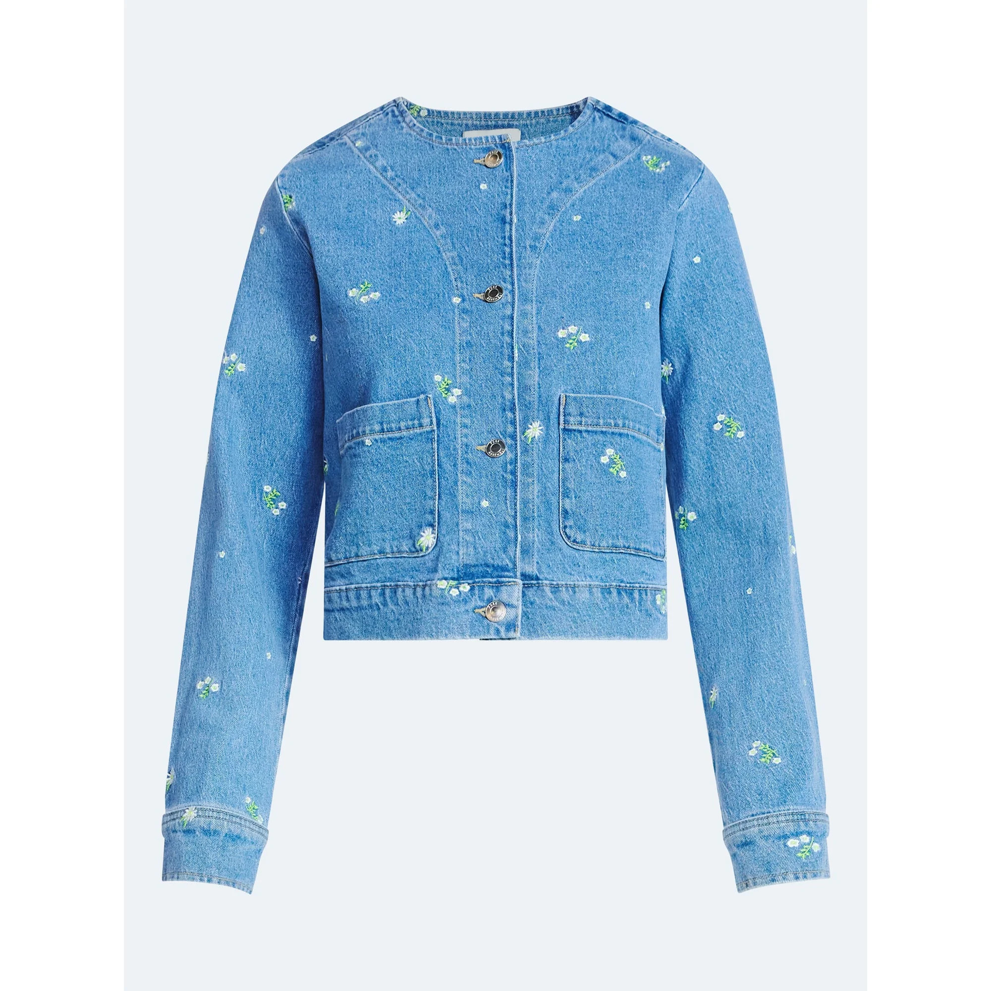 Free Assembly Women's Embroidered Cropped Denim Jacket, Sizes XS-XXL | Walmart (US)