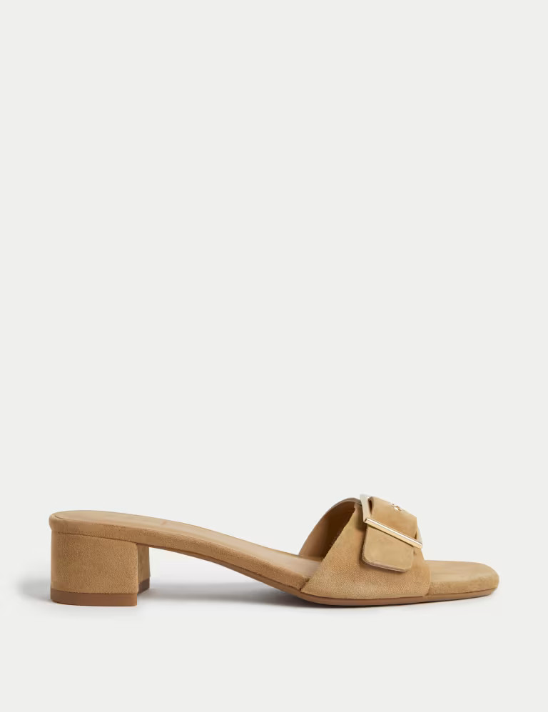 Suede Buckle Block Heel Sandals | Marks & Spencer (UK)