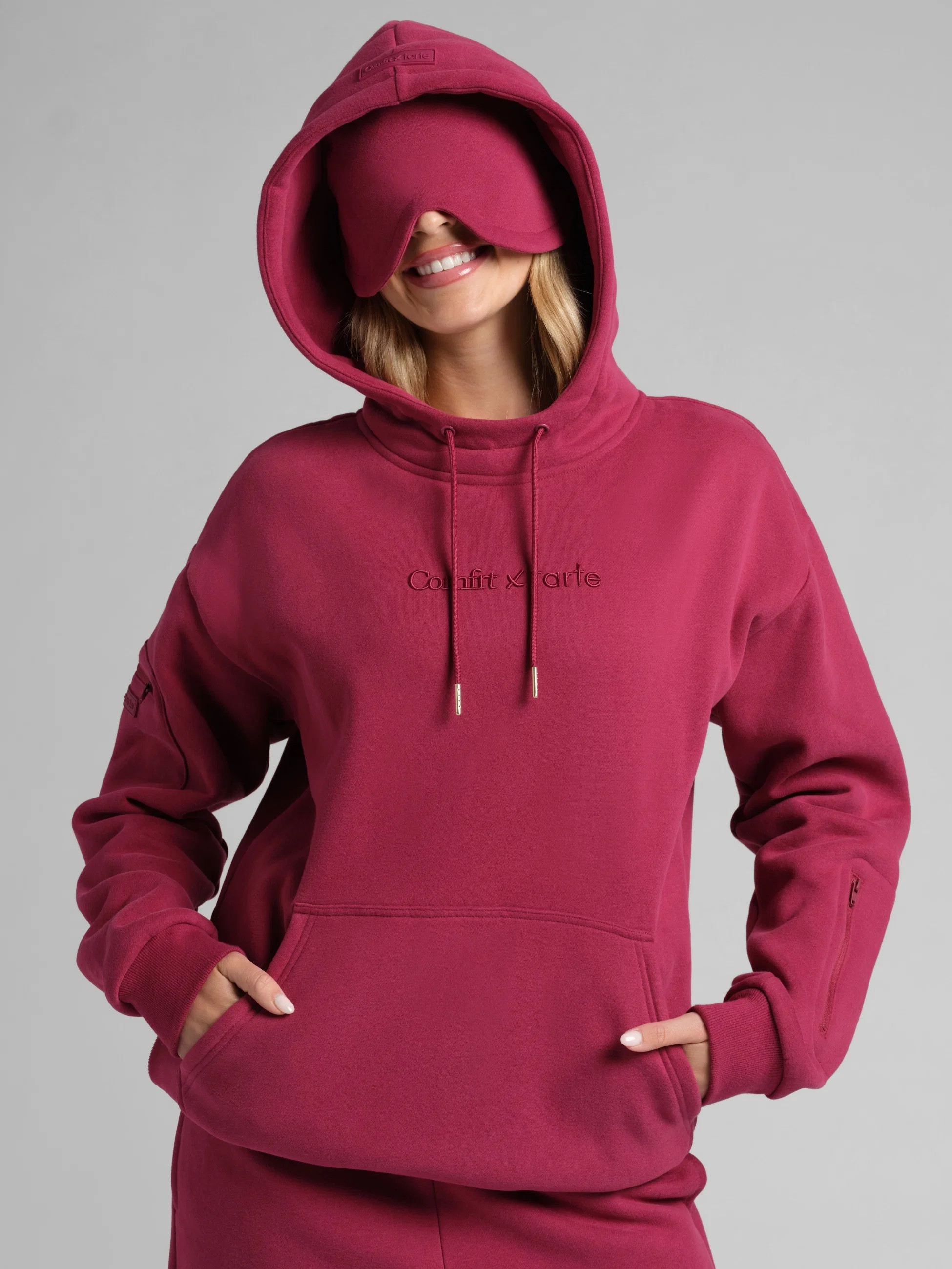 Comfrt x tarte Airplane Mode Travel Hoodie | Raspberry | Oversized | S | Small | Comfrt