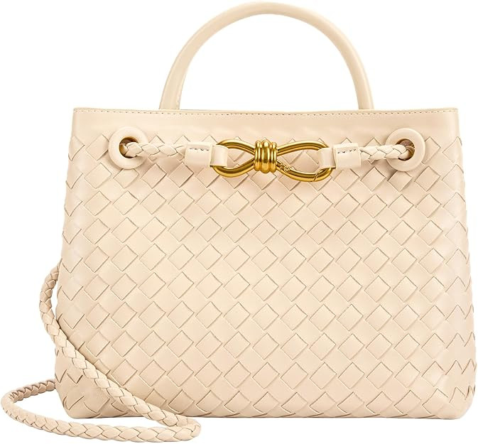 Woven Tote Bag for Women Leather Shoulder Handbag Designer Top Handle Purses | Amazon (US)