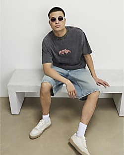 Blue Light Wash Jorts | River Island UK & IE