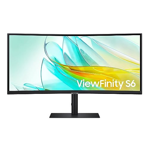 SAMSUNG 34” ViewFinity S65UA Series Ultrawide QHD Curved Monitor, HDR10, 100Hz, 350 nit, USB- C, Adjustable Stand, Intelligent Eye Care, LS34C650UANXGO, Black | Amazon (US)