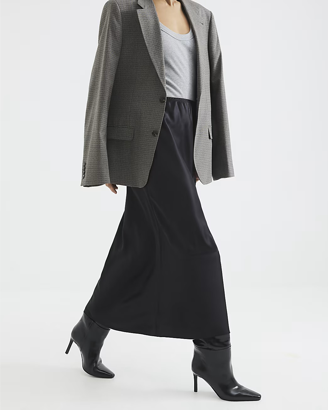 Black Satin Midi Skirt | River Island UK & IE