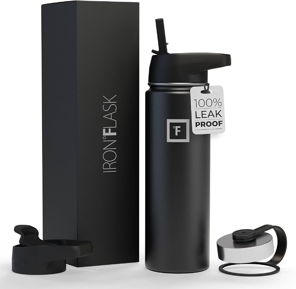 IRON °FLASK Sports Water Bottle - 22 Oz 3 Lids (Straw Lid), Leak Proof - Stainless Steel Gym & S... | Amazon (US)
