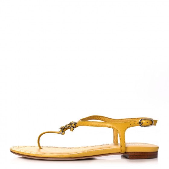CHANEL Lambskin CC Logo Thong Sandals 35 Yellow | FASHIONPHILE | Fashionphile