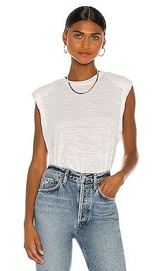 The Range Strata Slub Jersey Shoulder Pad Muscle Tee in White from Revolve.com | Revolve Clothing (Global)