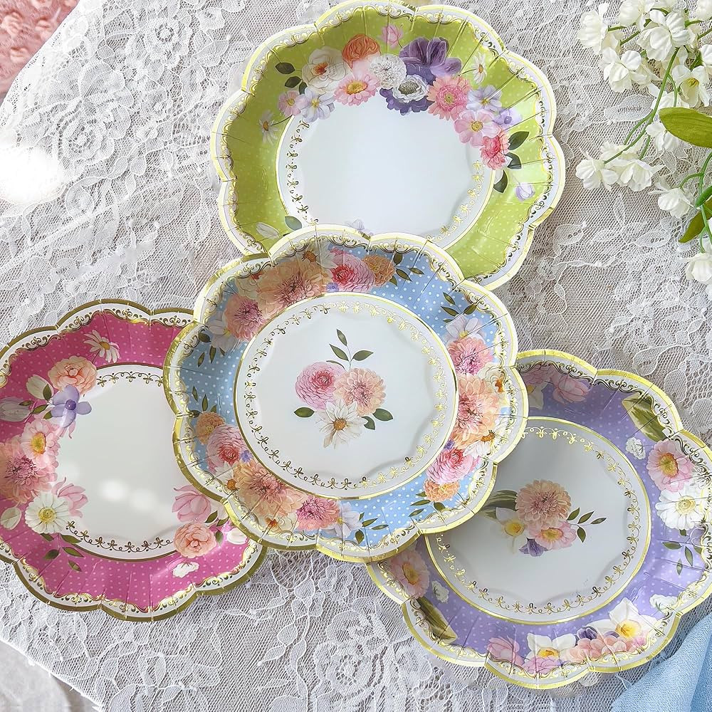 Kate Aspen Updated Vintage Floral Tea Party 7 in. Premium Decorative Paper Plates | Baby Shower o... | Amazon (US)