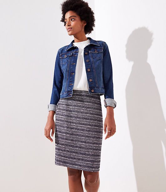 LOFT Striped Tweed Pencil Skirt | LOFT