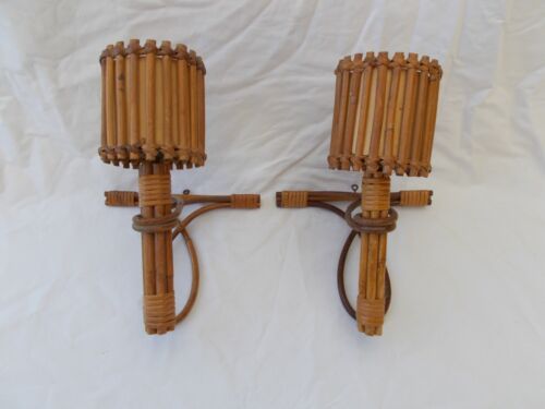 2 pair wall decal rattan design louis sognot vintage mid century rattan  | eBay | eBay US