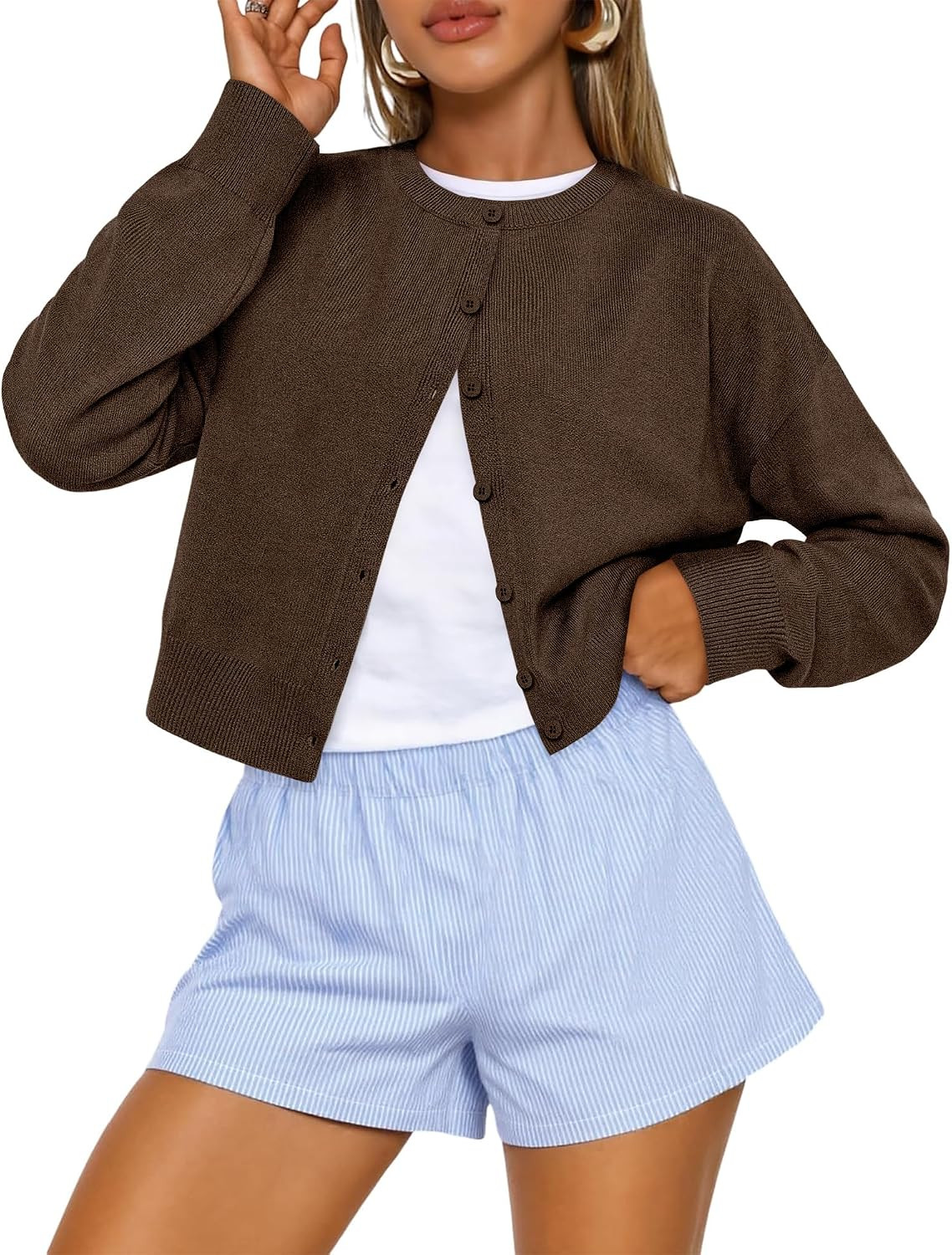 onlypuff Cropped Cardigan Sweater for Women Fall Fashion Clothes 2026 Cute | Amazon (US)