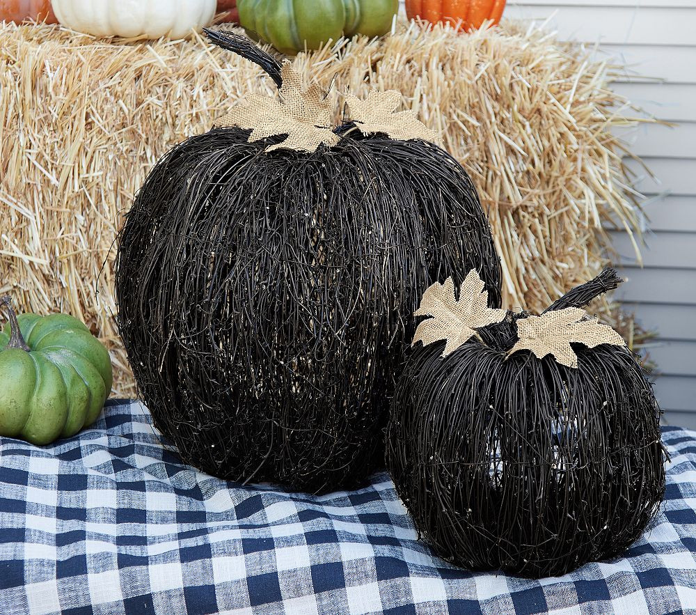 Black Vine Light-Up Pumpkins, Set of 2 | Pottery Barn Kids