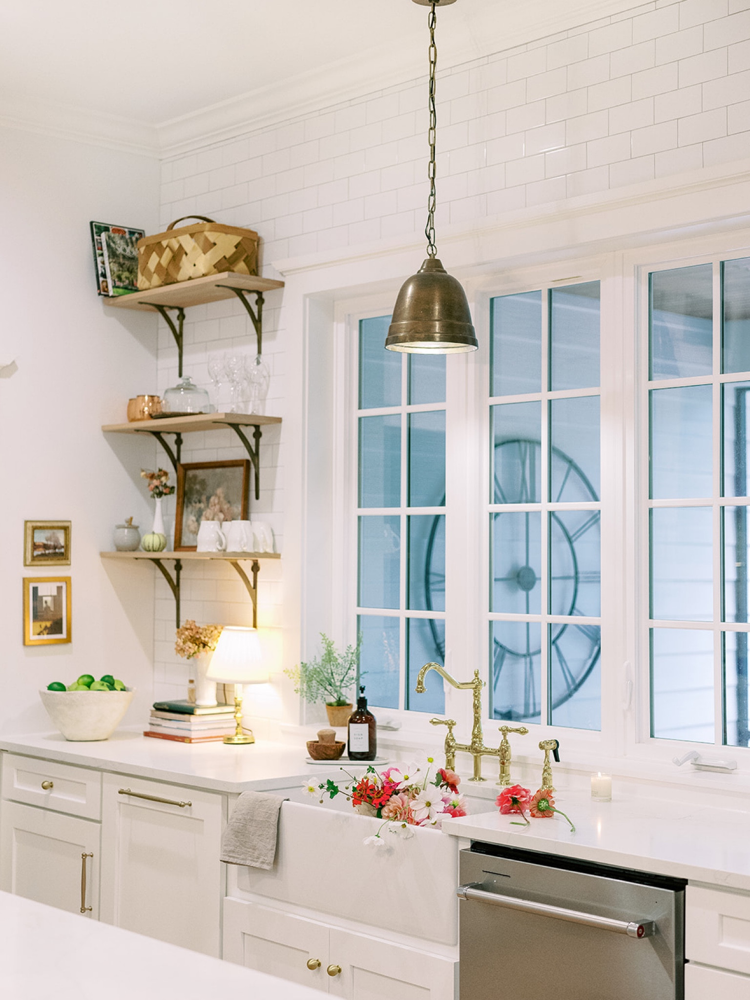 Cozy Cottage Decorating. Tile that goes to the ceiling with open shelves and a large window wall to view the seasonal shifts! So many things on sale right now that we used in our home! 

#LTKhome #LTKSeasonal #LTKsalealert