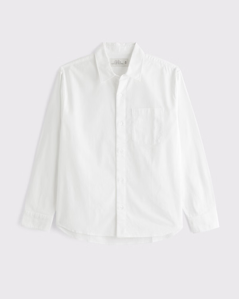 Abercrombie & Fitch Men's Summer Linen-Blend Button-Up Shirt in White - Size XS | Abercrombie & Fitch (US)