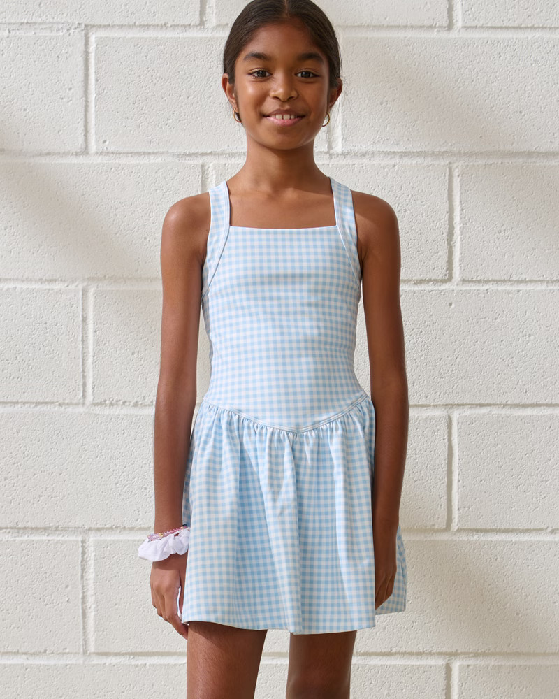 ypb drop-waist mixed fabric mini dress | Abercrombie & Fitch (US)