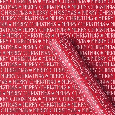 30" 50 sq ft Christmas Roll Wrap Merry Christmas on Red - Wondershop™ | Target