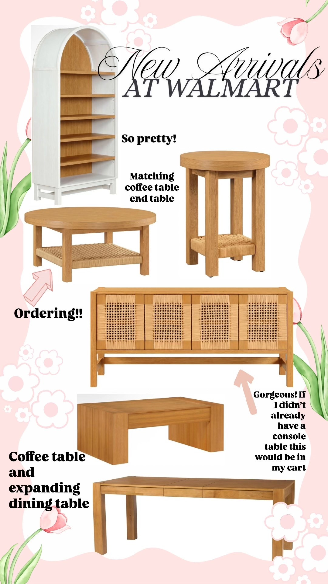 So many pretty new furniture arrivals!! Loving everything but I’ve got my eyes on that bookcase and round coffee tables 😍


#walmart #homestyle #homedecor #affordablehome #afforablehomedecor #homedesign #interiordesign

#LTKHome