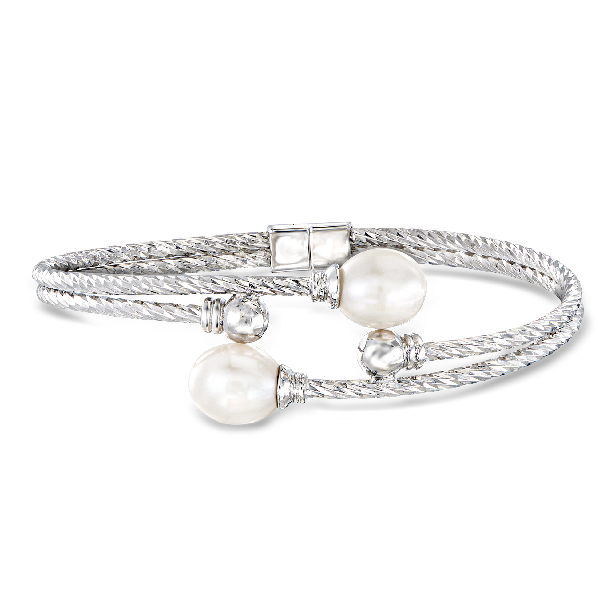 7-8mm Cultured Pearl Cuff Bracelet in Sterling Silver | Ross-Simons
