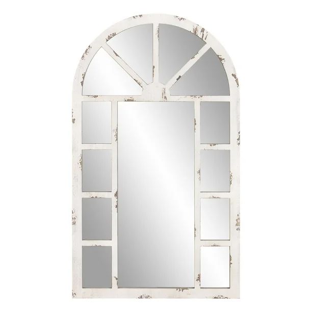 Distressed White Arch Windowpane Wall Mirror 24"x40" by Patton Wall Decor | Walmart (US)