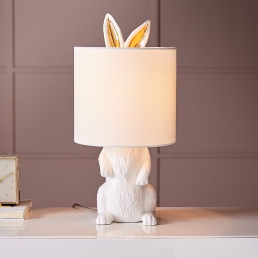 Ceramic Nature Rabbit Table Lamp, White | West Elm (US)