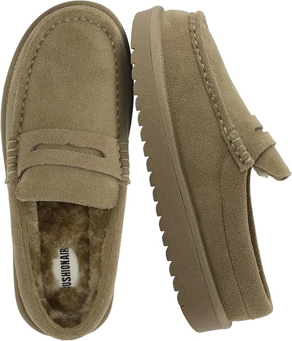 CUSHIONAIRE Ollie Cozy Genuine Suede Clogs for Women, Comfortable Slip-On Mule Loafers with Faux ... | Amazon (US)