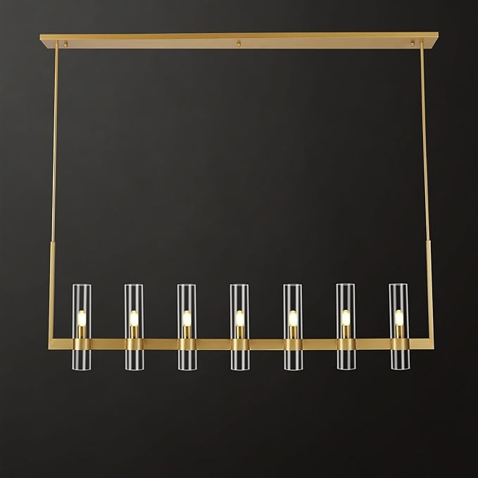 Modern Gold Linear Chandelier 59 in,Chandeliers for Dining Room 7 Light, Kitchen Island Lighting ... | Amazon (US)