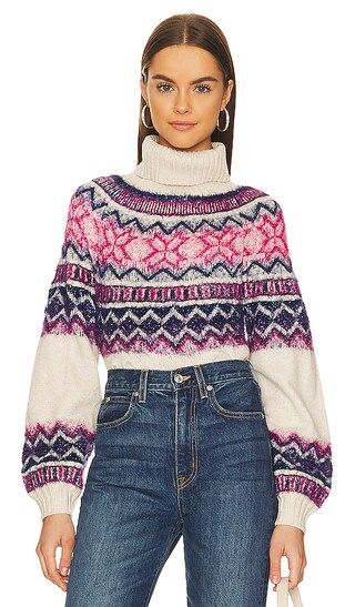 Lizelle Fair Isle Sweater in Pink & Blue Multi | Revolve Clothing (Global)