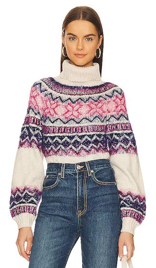 Lizelle Fair Isle Sweater in Pink & Blue Multi | Revolve Clothing (Global)