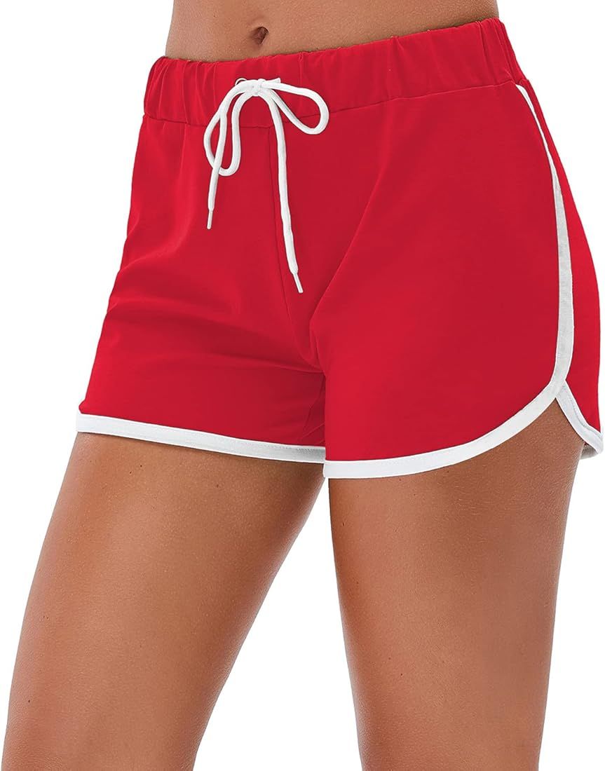 Little Beauty Women's Yoga Elastic Waist Running Athletic Shorts | Amazon (US)