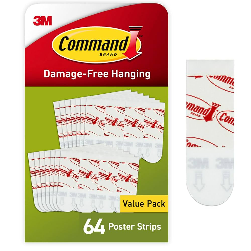Command Poster Strips, 64 Command Strips Damage-Free Hanging Poster Hangers, No Tools Great for H... | Amazon (US)