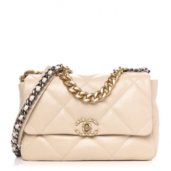 Lambskin Quilted Large 19 Flap Beige | Fashionphile