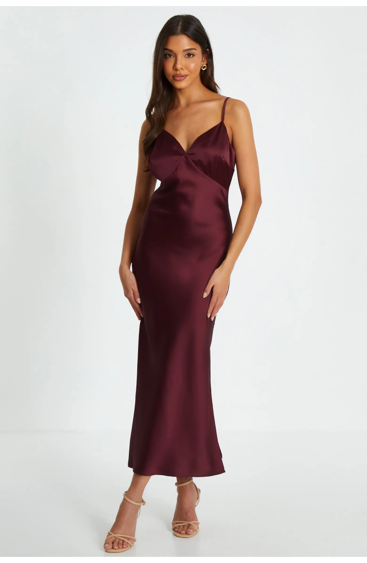 Satin V Neck Slip Midaxi Dress | Nordstrom