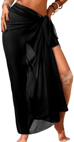 Herseas Women Sheer Sarong High Slit One Size Swimsuit Coverups 2026 Summer Floral Print Chiffon ... | Amazon (US)